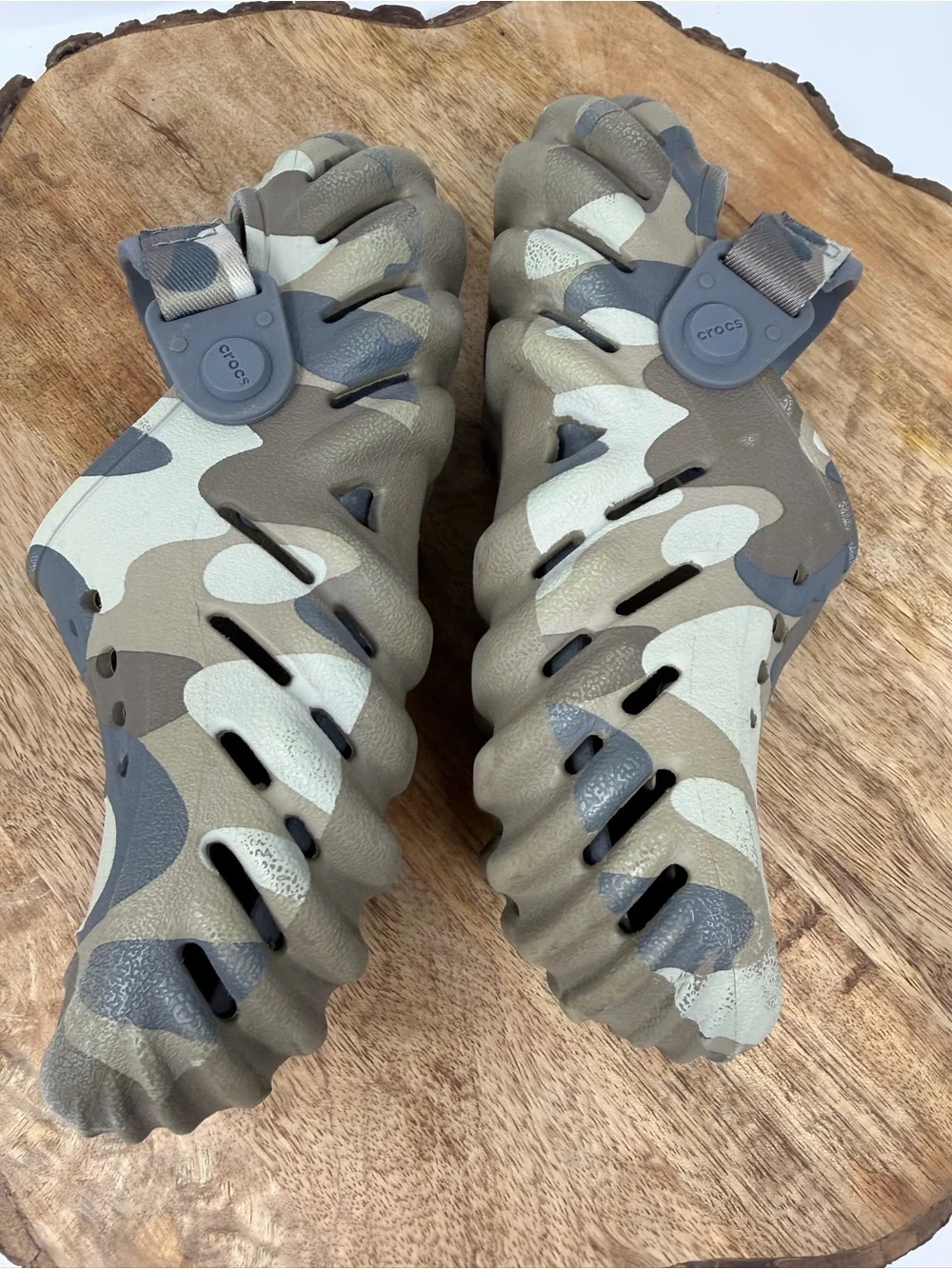 CROCS Echo Camo Redux Clogs Chunky Charcoal Camo Color way Slingback